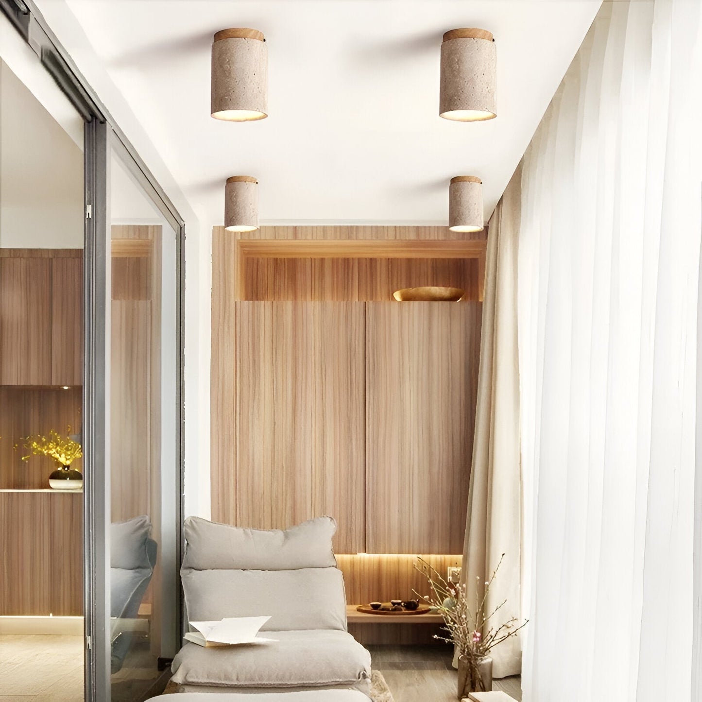 Elegant Travertine Cylinder LED Ceiling Spotlight 1-Light