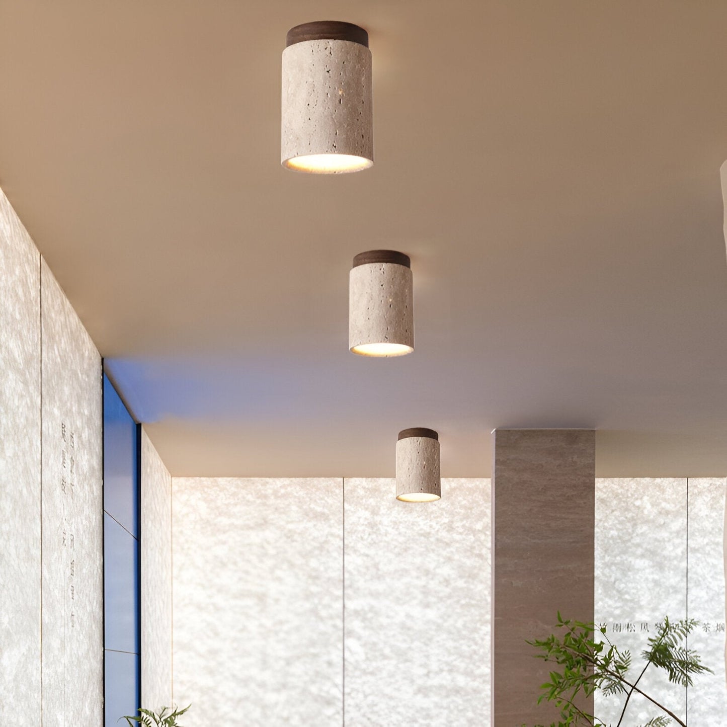 Elegant Travertine Cylinder LED Ceiling Spotlight 1-Light