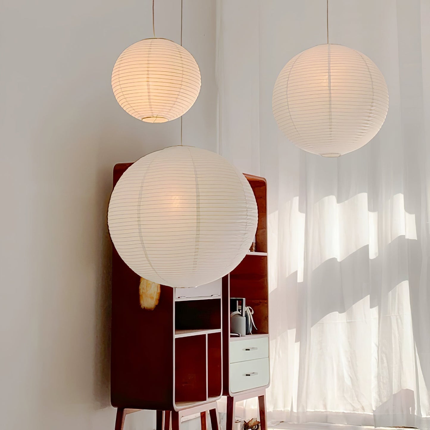 Japanese Washi Paper Globe Pendant Light 1-Light