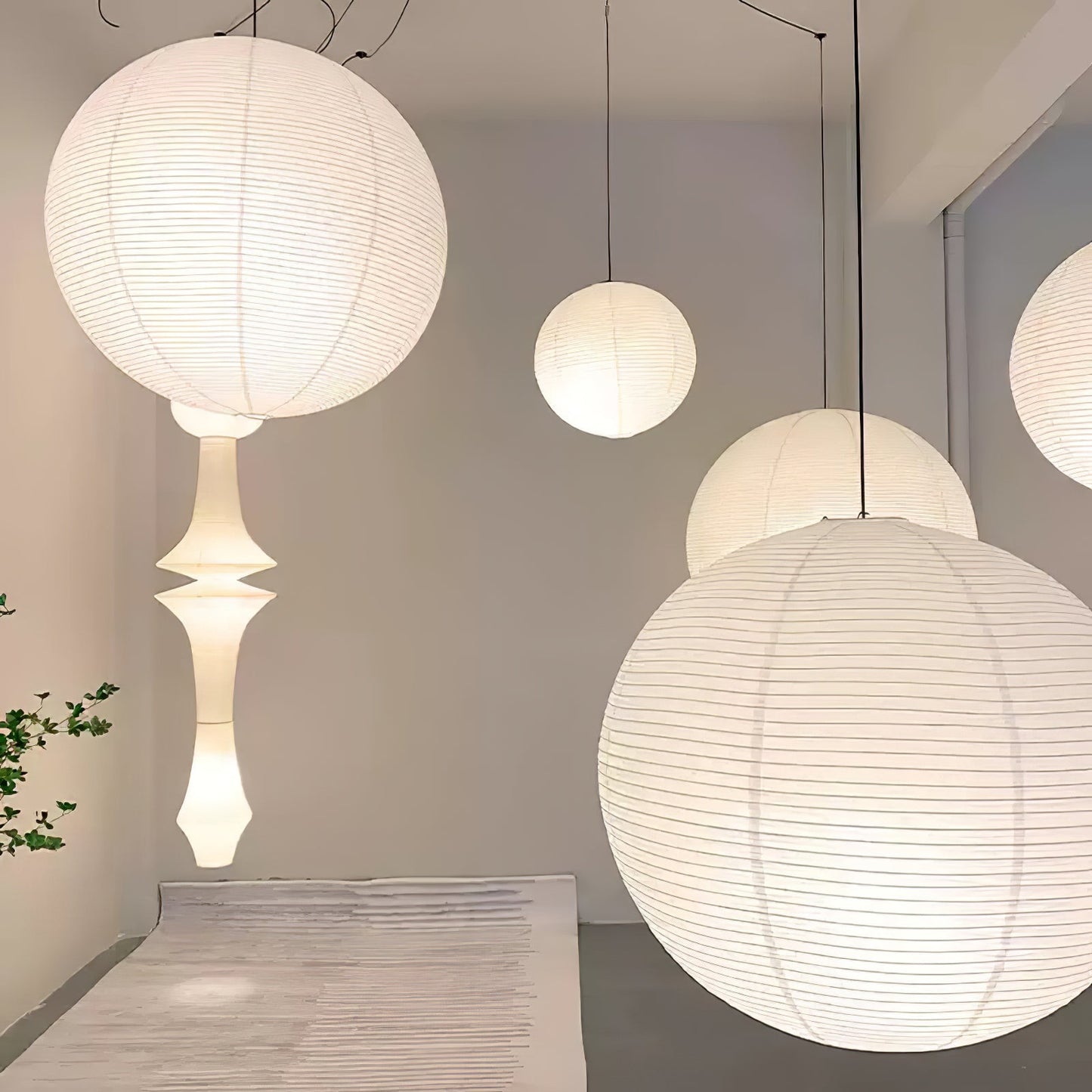 Japanese Washi Paper Globe Pendant Light 1-Light