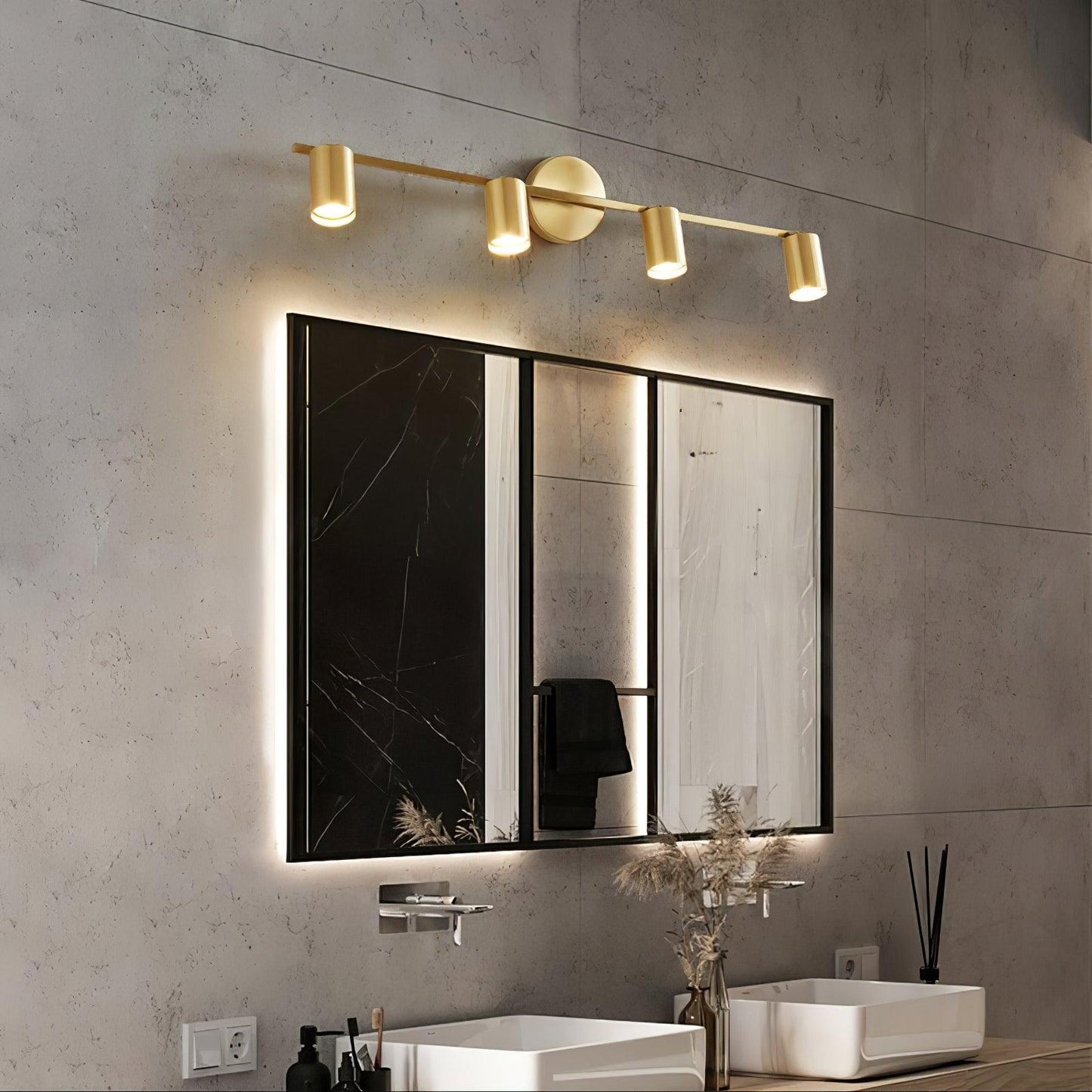 Modern Brass Double Cylinder Adjustable Wall Spotlight