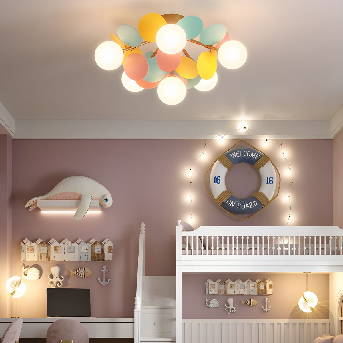 Modern Macaron Globe LED Ceiling Light 1-Light