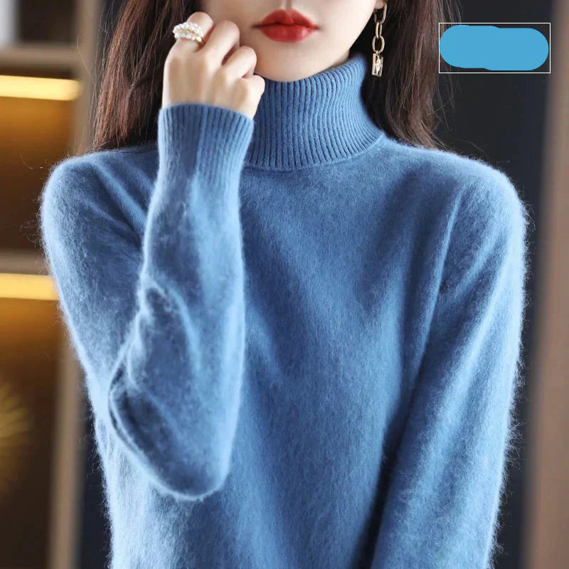 Nyorelle 100% Cashmere High-Neck Sweater for Fall and Winter