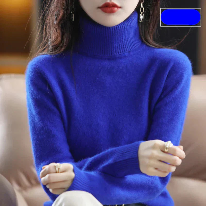 Nyorelle 100% Cashmere High-Neck Sweater for Fall and Winter