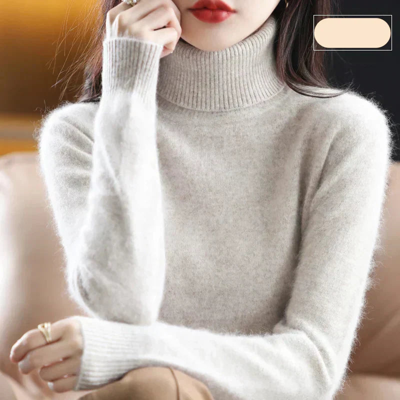 Nyorelle 100% Cashmere High-Neck Sweater for Fall and Winter