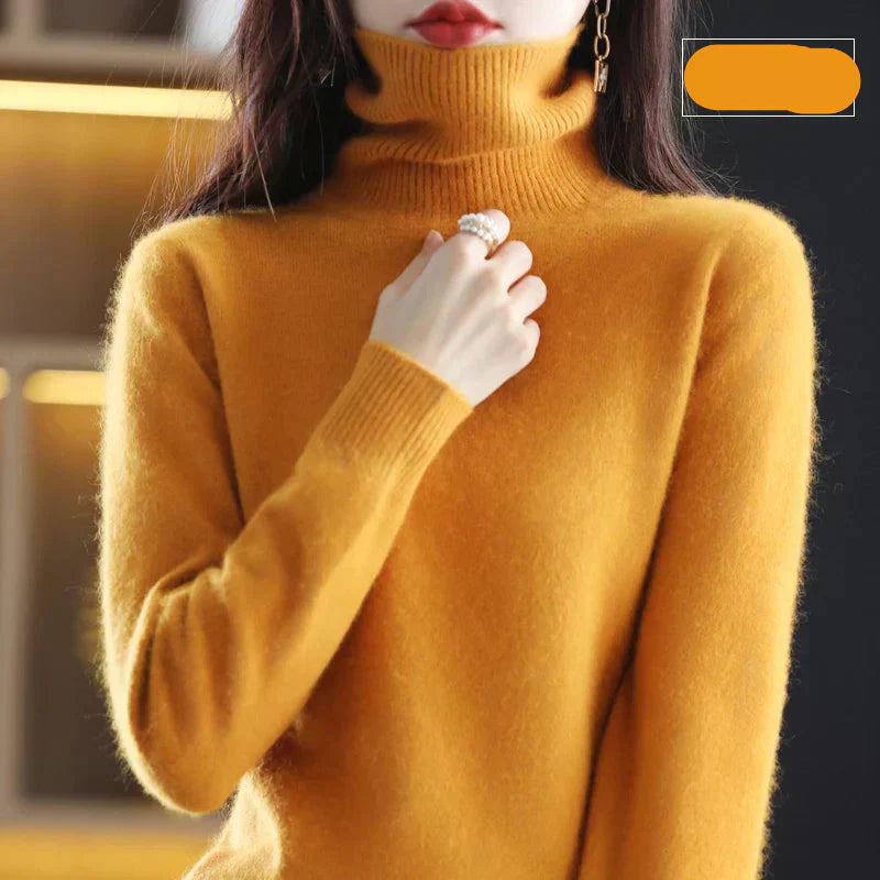 Nyorelle 100% Cashmere High-Neck Sweater for Fall and Winter