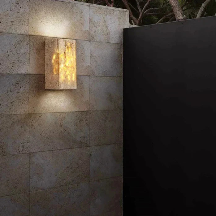 Lampada da parete minimalista quadrata in pietra di travertino LED 1 luce