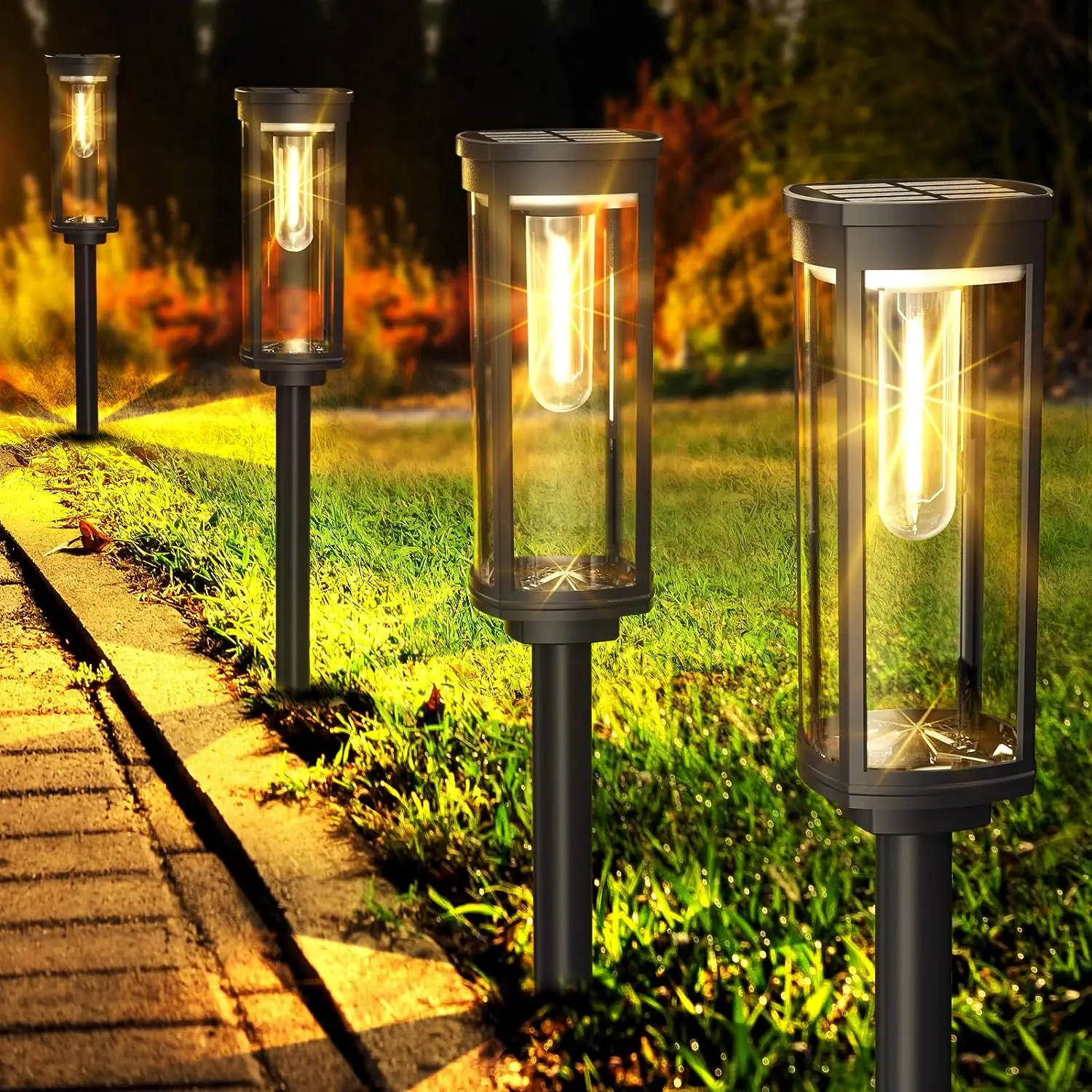 Lanterna da giardino solare rettangolare moderna 1 luce