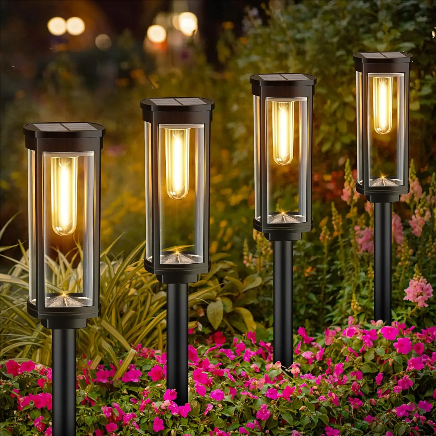 Lanterna da giardino solare rettangolare moderna 1 luce