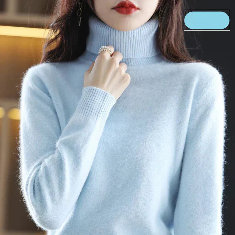 Nyorelle 100% Cashmere High-Neck Sweater for Fall and Winter
