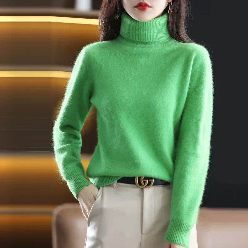 Nyorelle 100% Cashmere High-Neck Sweater for Fall and Winter