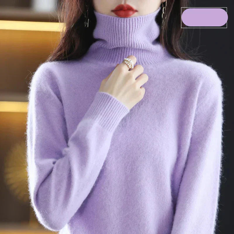 Nyorelle 100% Cashmere High-Neck Sweater for Fall and Winter