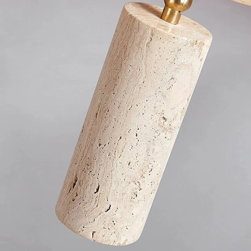Nordic Wabi-Sabi Travertine Cylinder Ceiling Light 3-Light