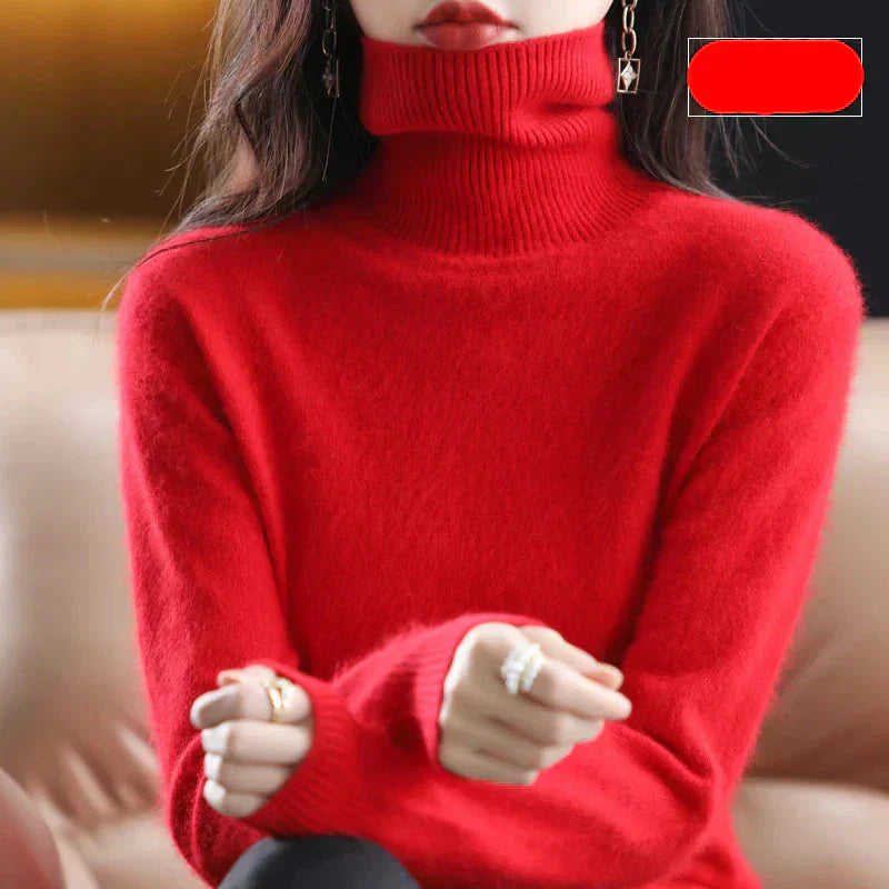 Nyorelle 100% Cashmere High-Neck Sweater for Fall and Winter