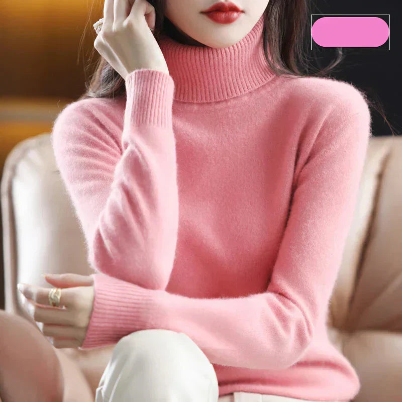 Nyorelle 100% Cashmere High-Neck Sweater for Fall and Winter