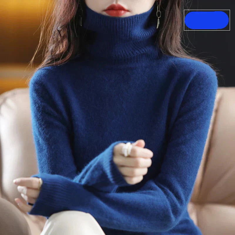 Nyorelle 100% Cashmere High-Neck Sweater for Fall and Winter