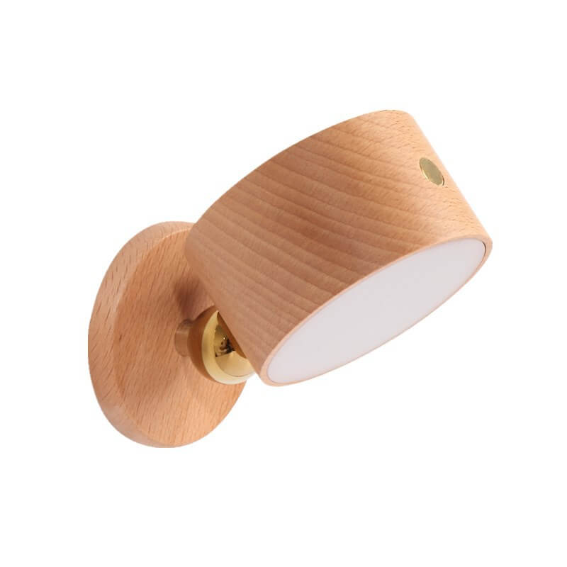 Applique da parete rotonda minimalista in legno con LED a 1 luce