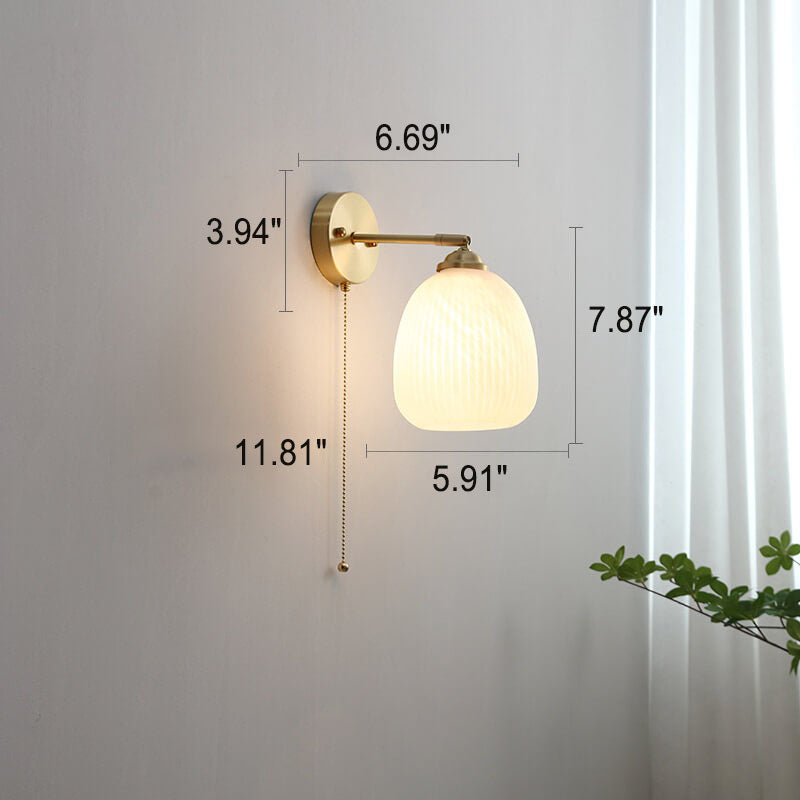 Nordic Brass Ribbed Glass 1-Light Wall Sconce