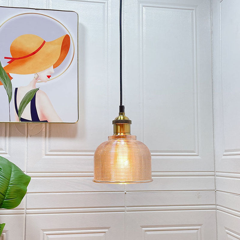 Lampada a sospensione vintage in vetro lavorato 1 luce
