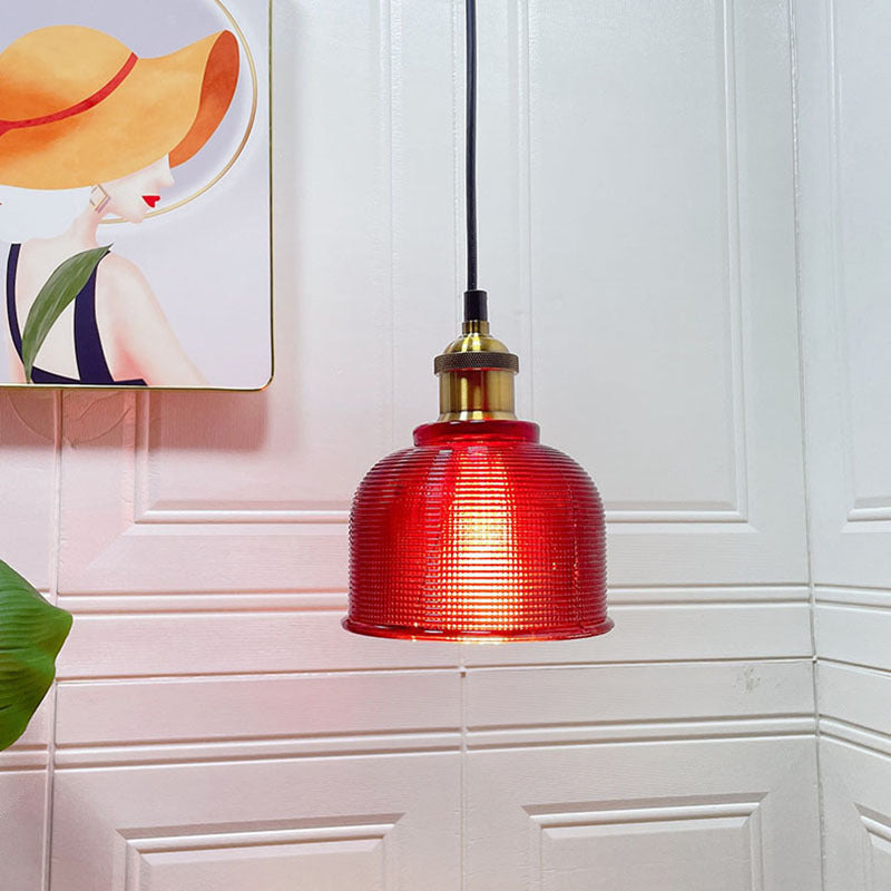 Lampada a sospensione vintage in vetro lavorato 1 luce