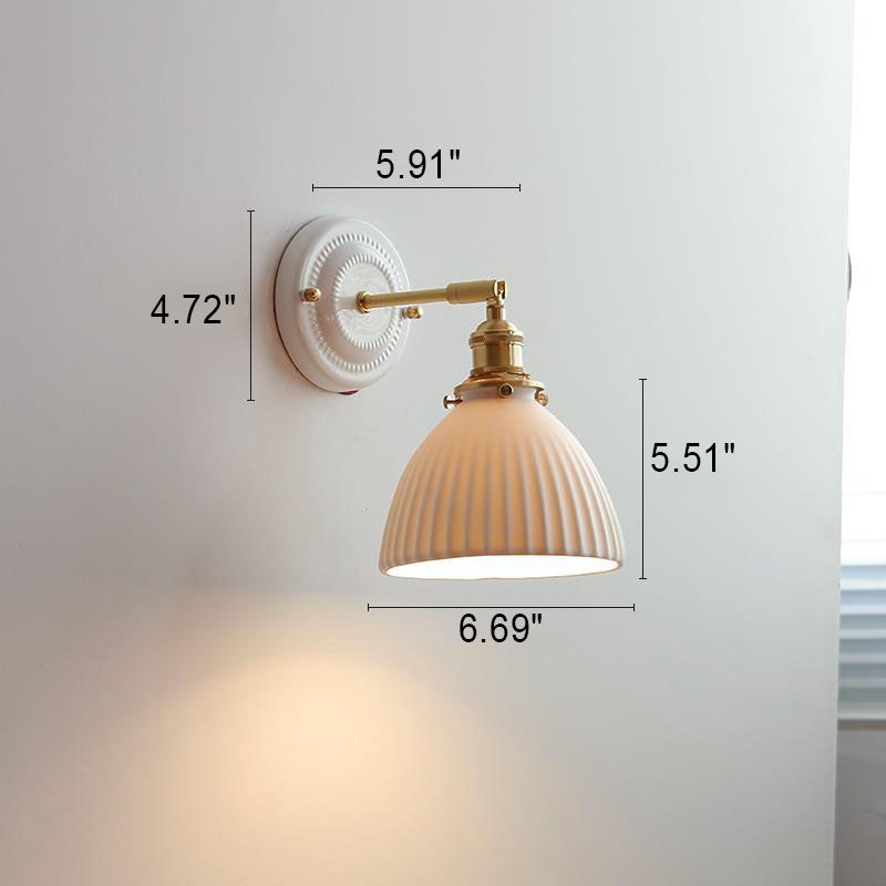Vintage Japanese Ceramic Brass 1-Light Wall Light