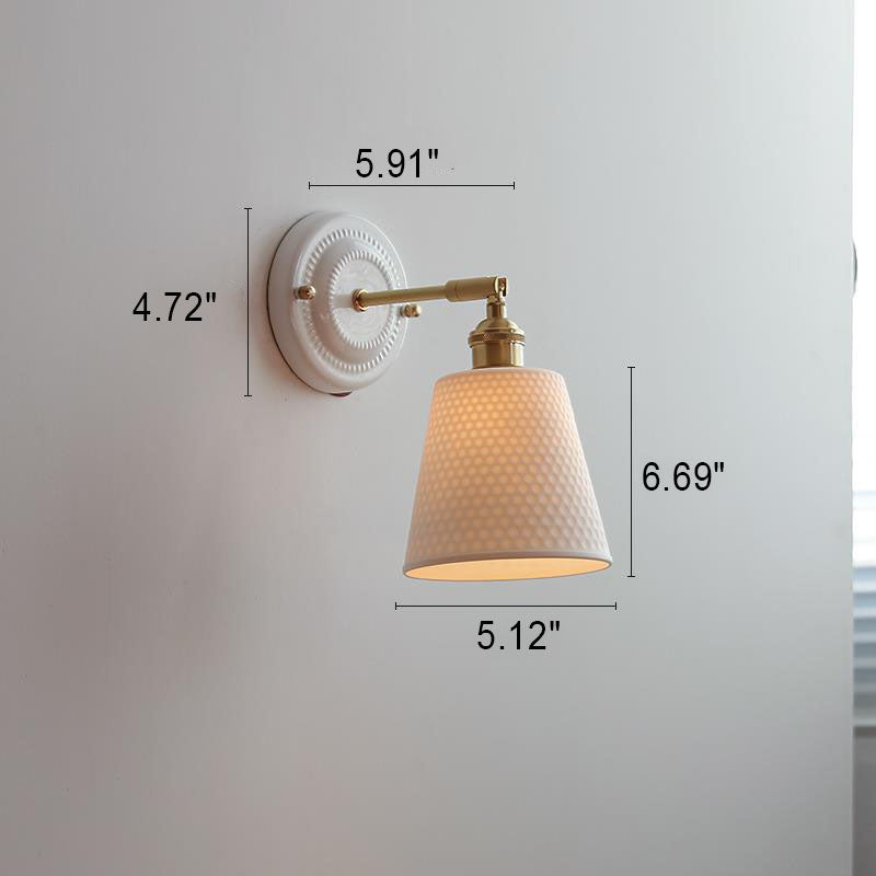 Vintage Japanese Ceramic Brass 1-Light Wall Light