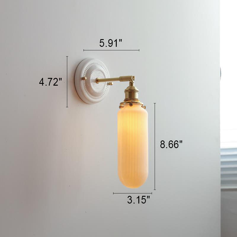 Vintage Japanese Ceramic Brass 1-Light Wall Light