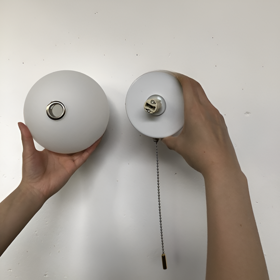 Applique da parete nordica minimalista in vetro a globo LED 1 luce con cordicella