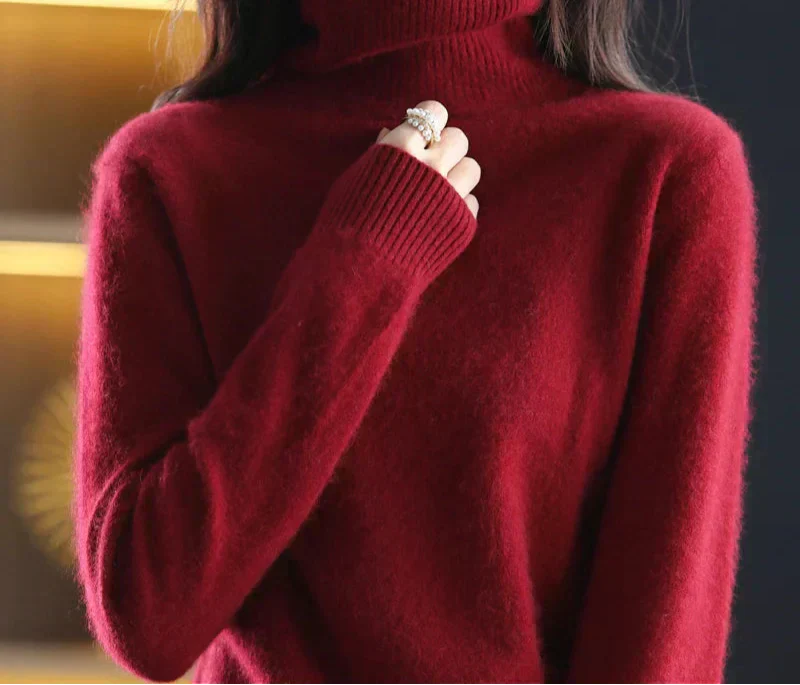 Nyorelle 100% Cashmere High-Neck Sweater for Fall and Winter