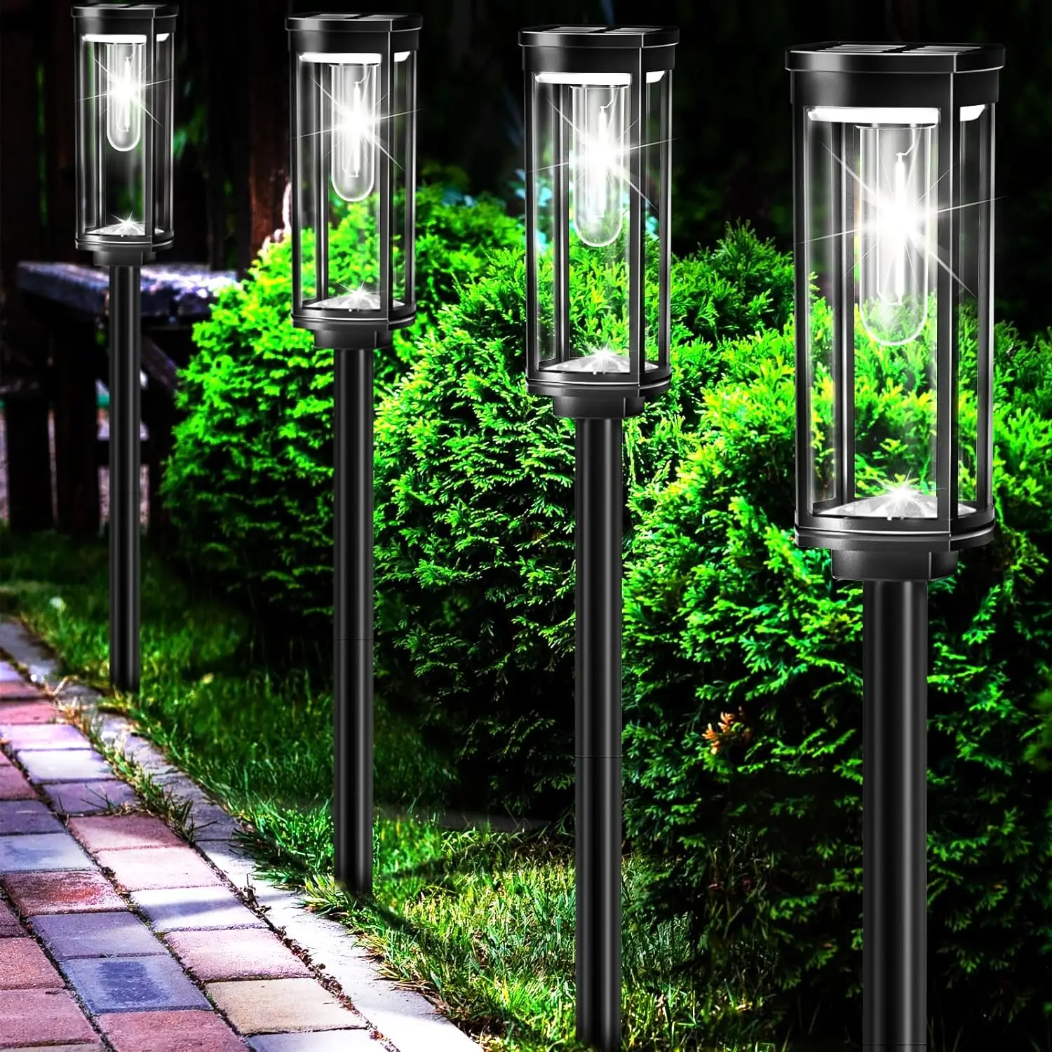 Lanterna da giardino solare rettangolare moderna 1 luce