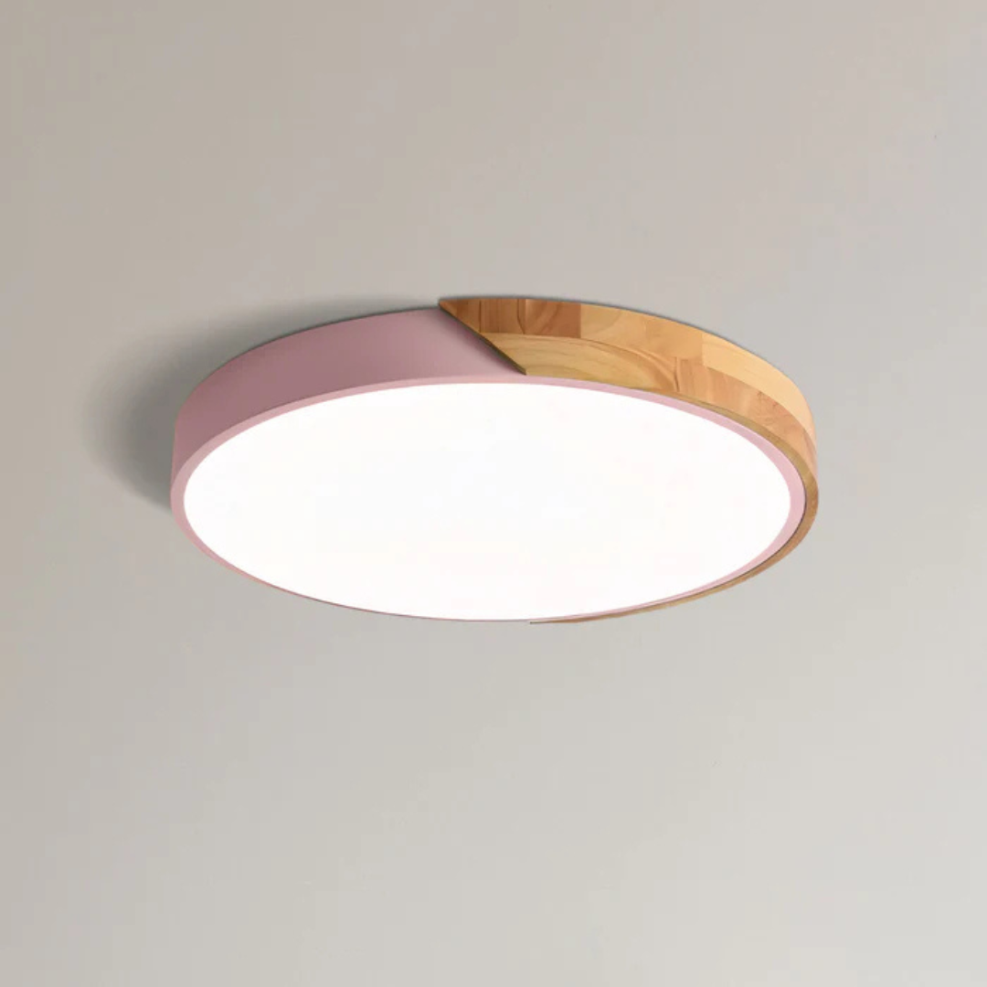 Scandinavian Wooden LED Ceiling Light Fixture – Modern Flush Mount Design for Cozy Ambiance