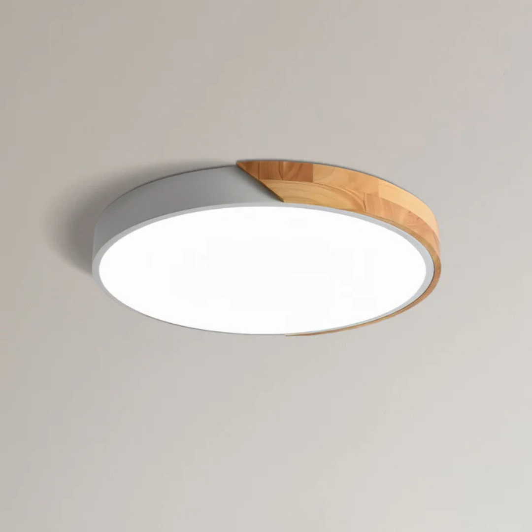 Scandinavian Wooden LED Ceiling Light Fixture – Modern Flush Mount Design for Cozy Ambiance