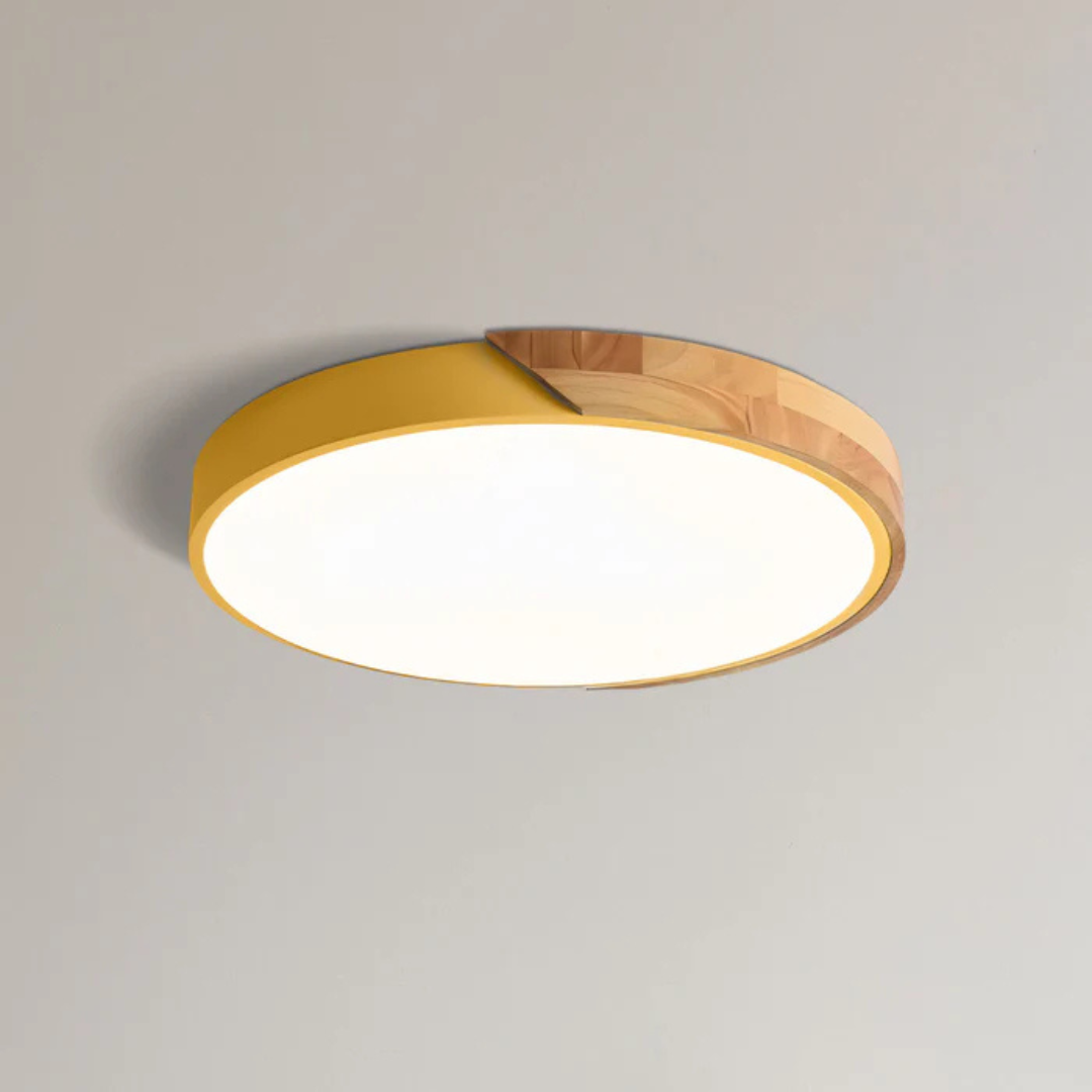 Scandinavian Wooden LED Ceiling Light Fixture – Modern Flush Mount Design for Cozy Ambiance