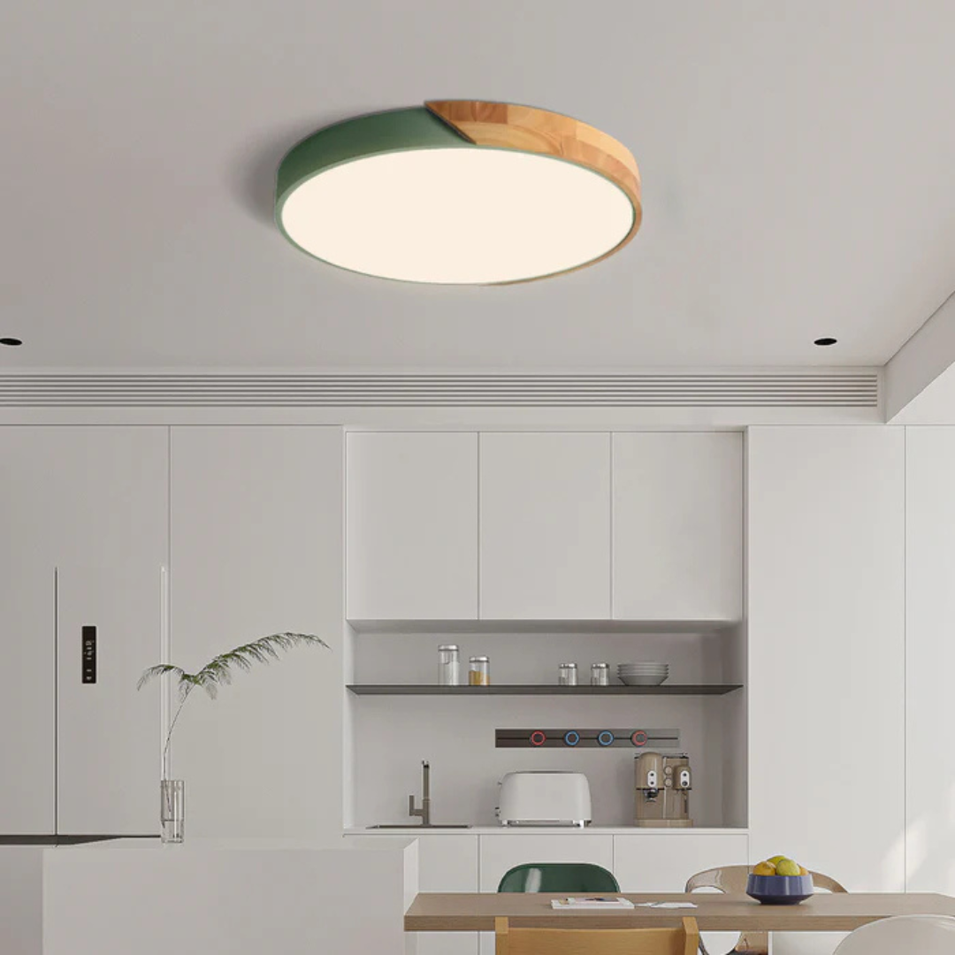 Scandinavian Wooden LED Ceiling Light Fixture – Modern Flush Mount Design for Cozy Ambiance