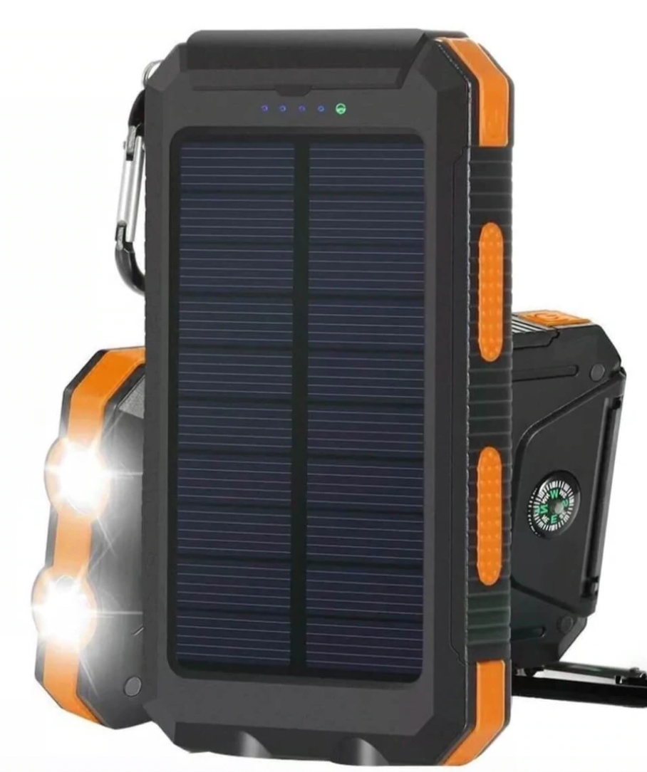 Solar Power Bank – 500000mAh Compact Waterproof Outdoor Charger with Dual USB & LED Light
