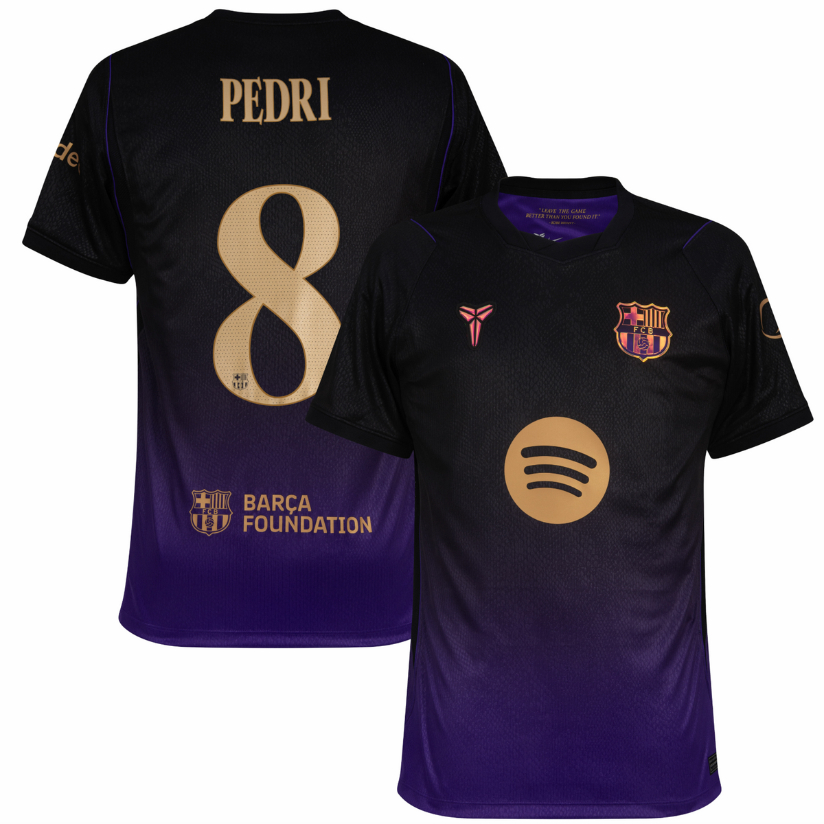 Barcelona 26/27 uitshirt (spelersversie) — Pedri 8 — kampioensbadge