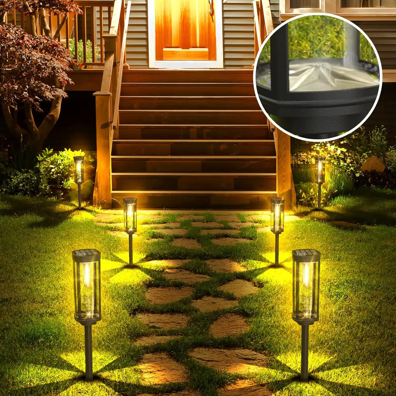 Lanterna da giardino solare rettangolare moderna 1 luce