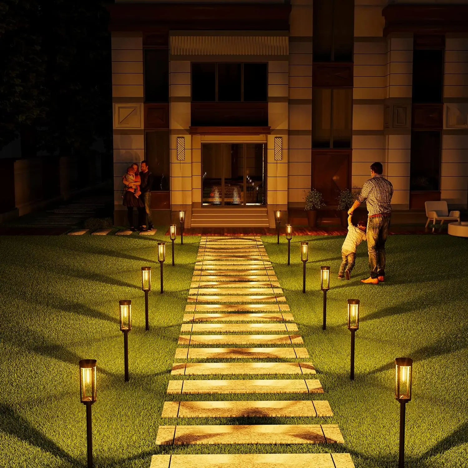 Lanterna da giardino solare rettangolare moderna 1 luce