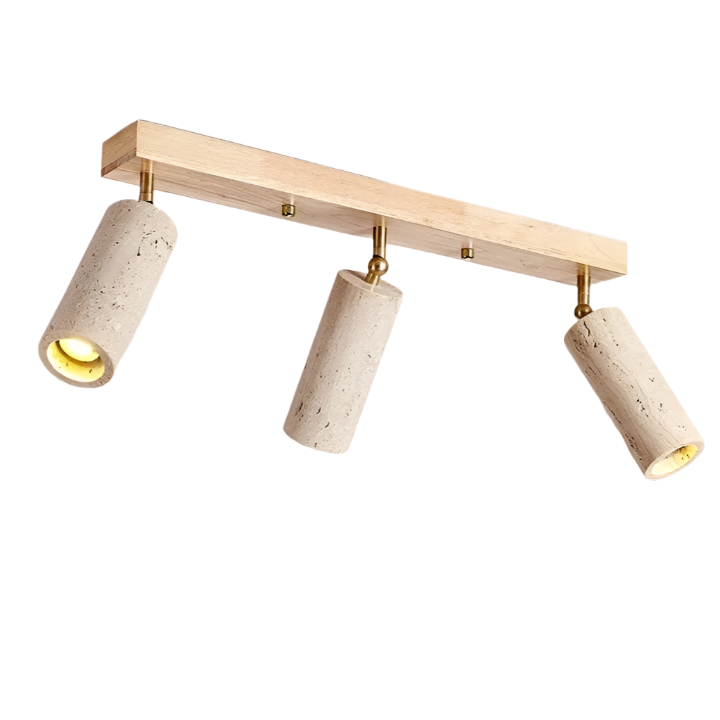 Nordic Wabi-Sabi Travertine Cylinder Ceiling Light 3-Light