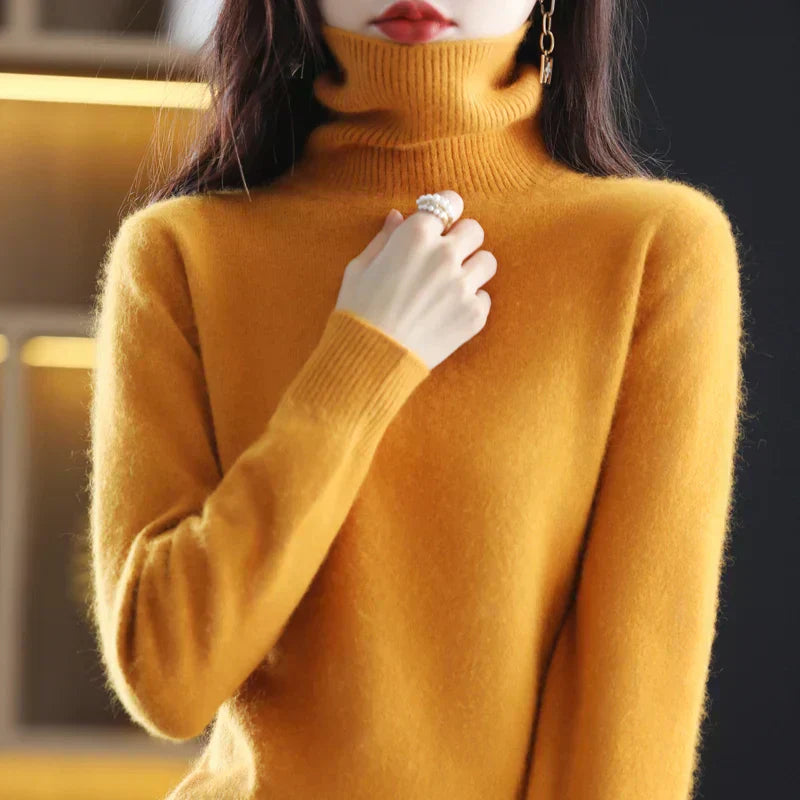 Nyorelle 100% Cashmere High-Neck Sweater for Fall and Winter