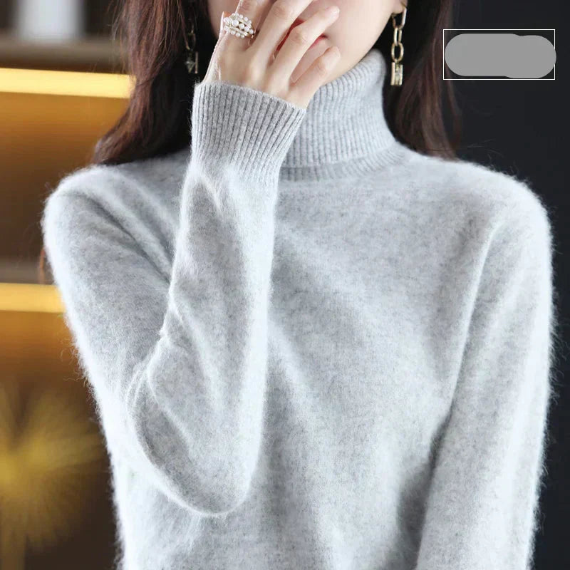 Nyorelle 100% Cashmere High-Neck Sweater for Fall and Winter