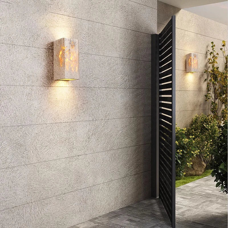 Lampada da parete minimalista quadrata in pietra di travertino LED 1 luce