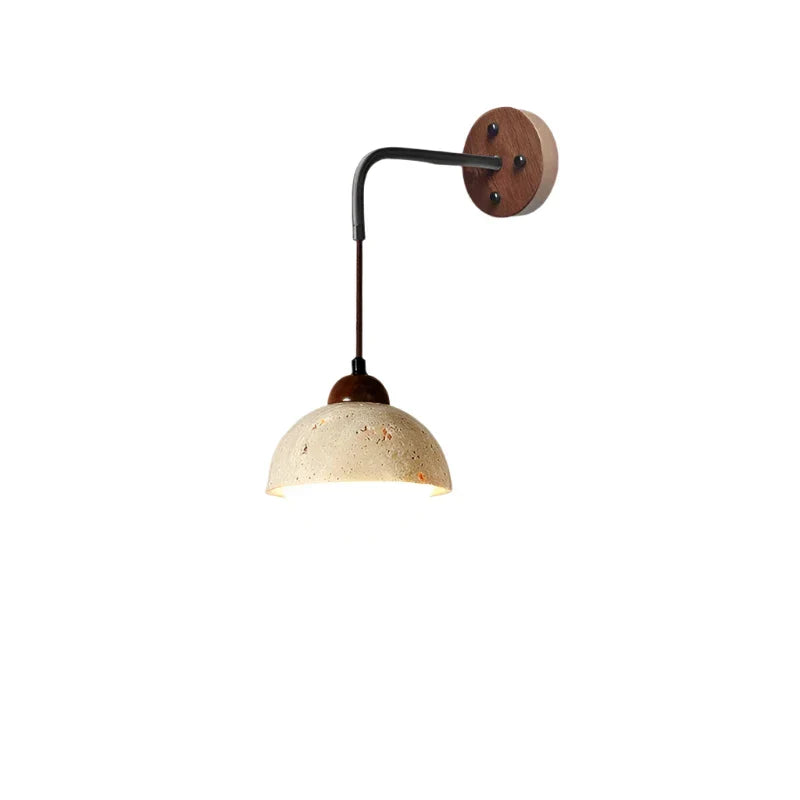 Applique da parete moderna in travertino e legno a sospensione LED 1 luce