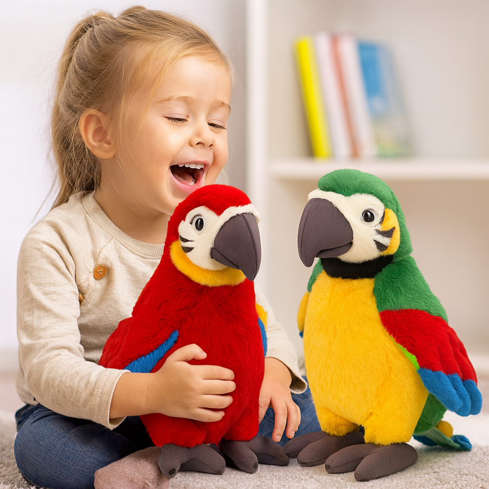 Talking Parrot Toy Children Repeat Plush Interactive Educational