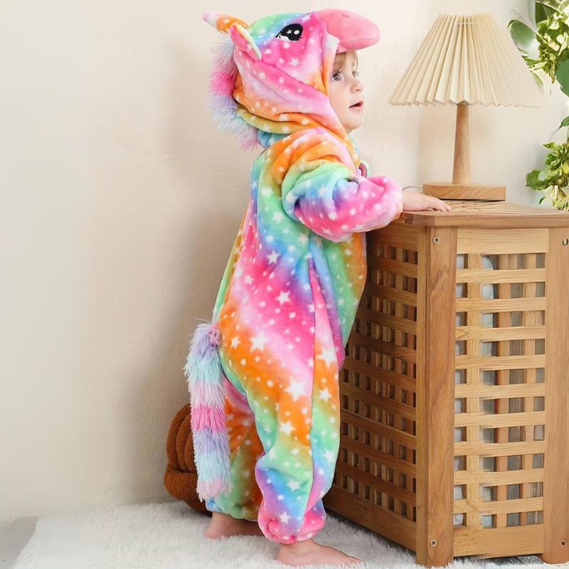 Tuta per bambini piccoli a tema animale in morbido cotone ipoallergenico con pile
