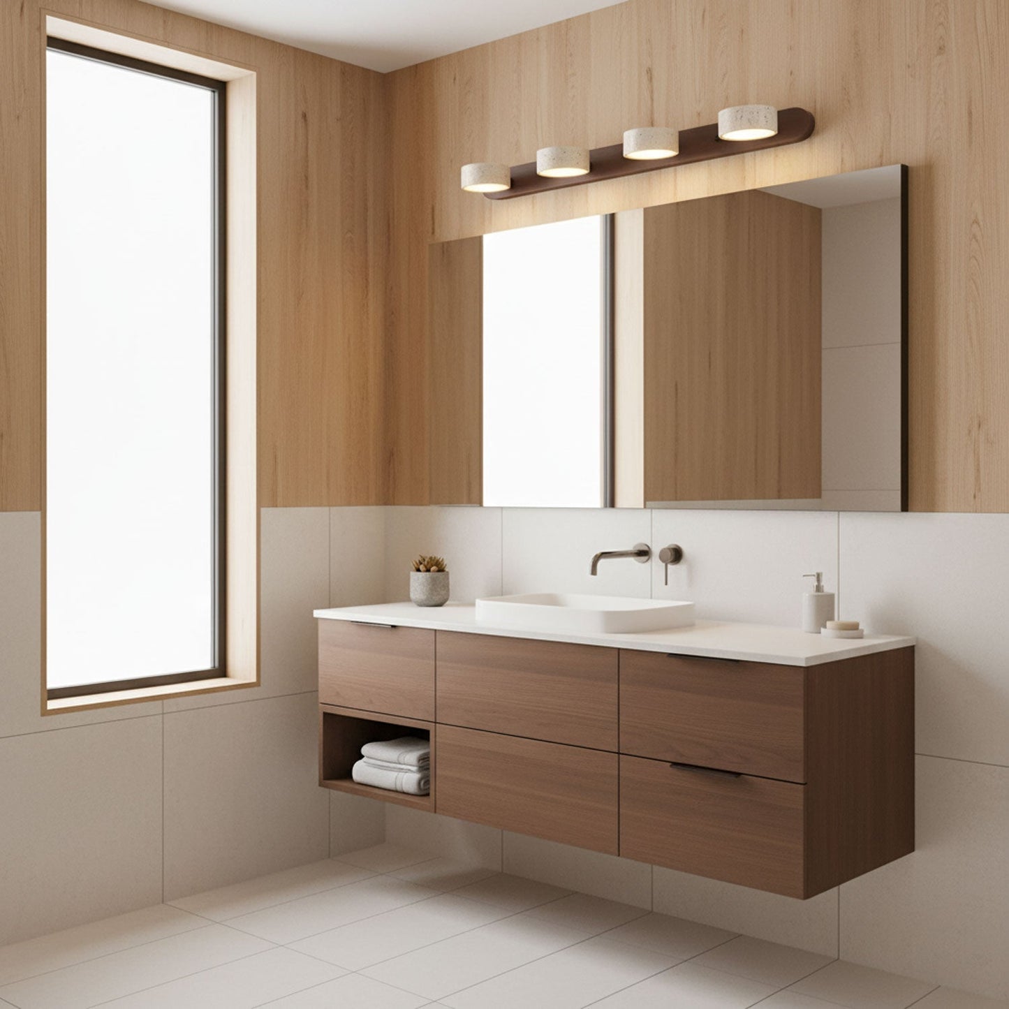 Modern Travertine Round LED Wall Sconce 1-Light