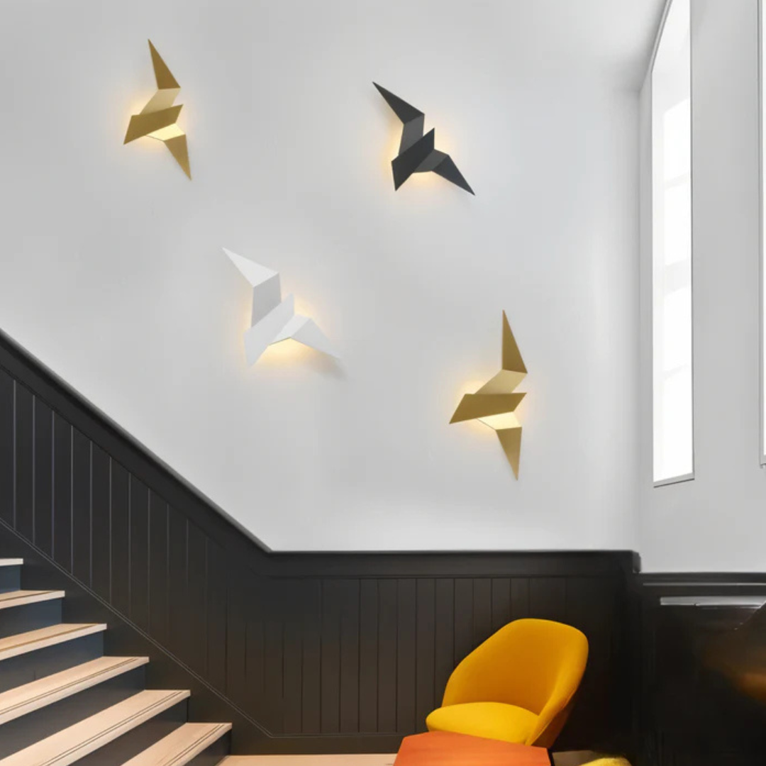 Unique Origami Wall Lamp - Stylish Indoor Wall Lights for Living Room and Bedroom Decor, Warm LED Lighting, Metal Design