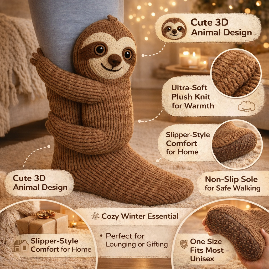 Unisex Animal Motif Socks - Cozy 3D Knit Slipper Footwear for Home