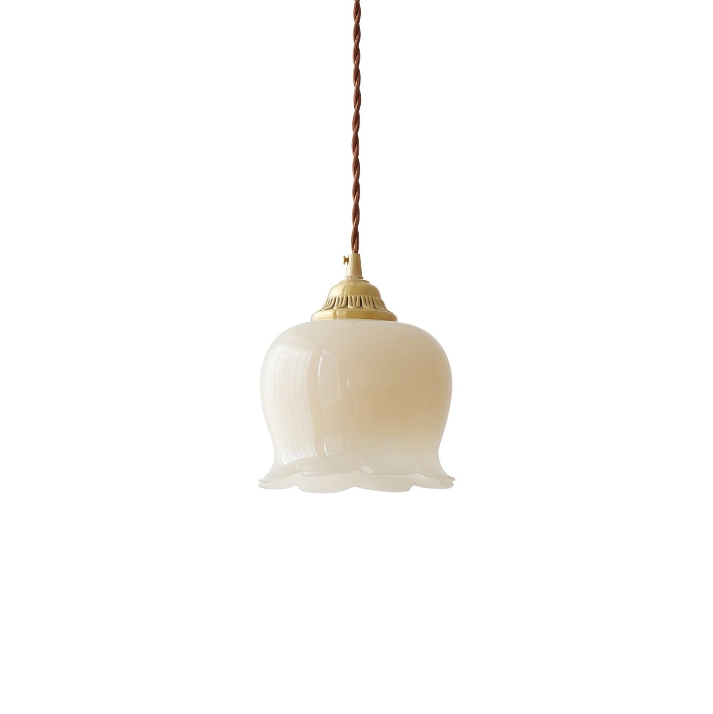 Vintage Brass Petal Glass Pendant Light 1-Light