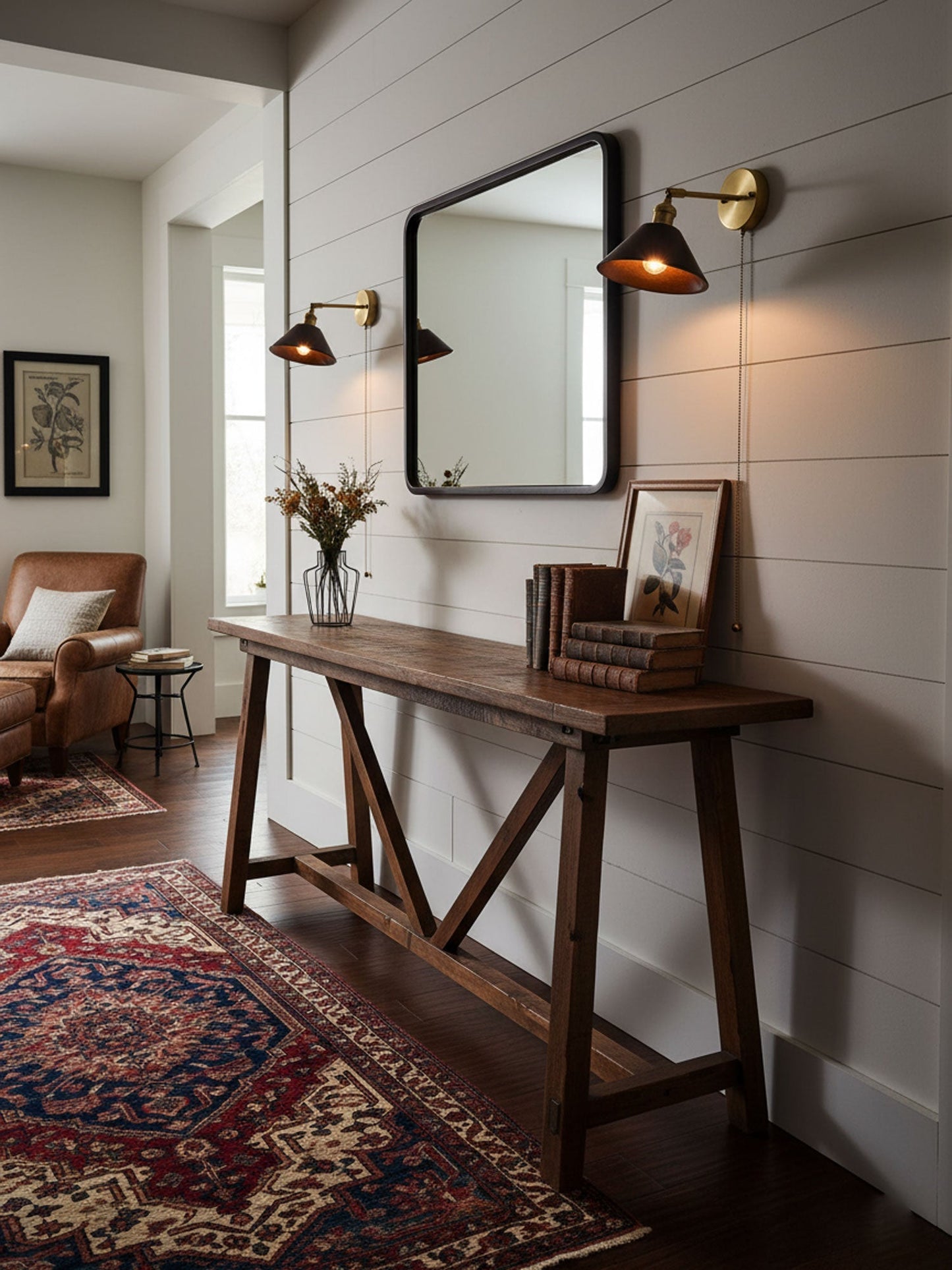 Vintage Dome Wooden Brass Wall Sconce 1-Light